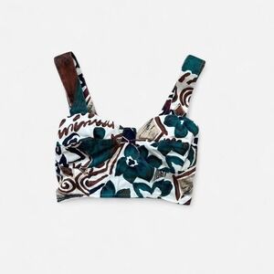 VTG Floral hawaiian cropped bustier style‎ resort top 90s y2k small